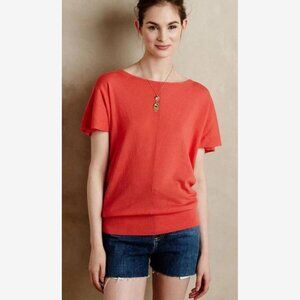 Anthropologie Moth Coral Dolman Short Sleeve Sweater Top Size XS